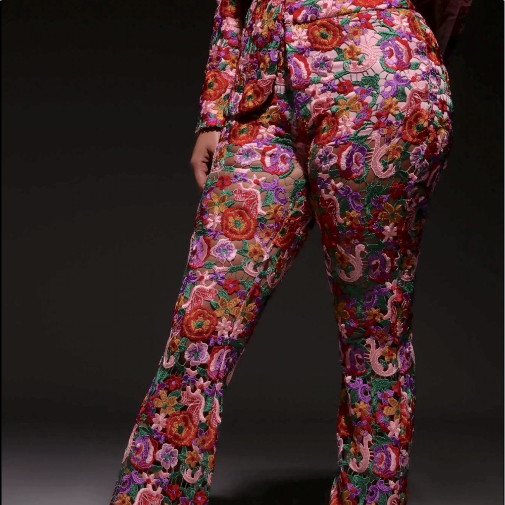 Lace floral pants